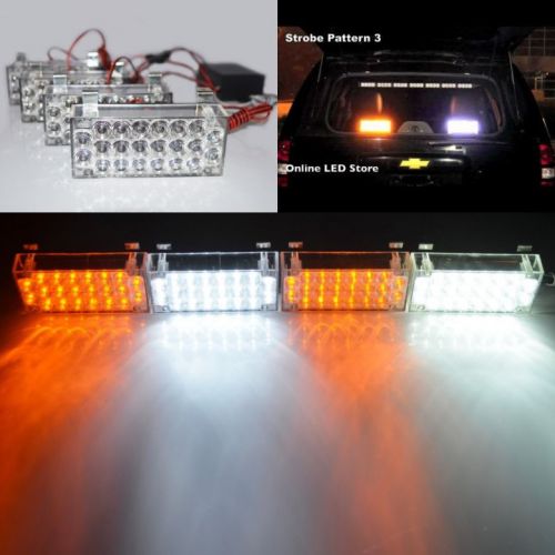 4 x 22 led car safety amber/white strobe flash warning light universal fit a