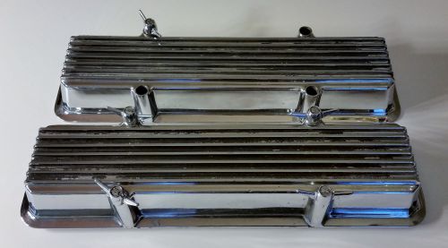 Rare vintage keystone kvc-l finned chrome valve covers sbc small block chevy 350