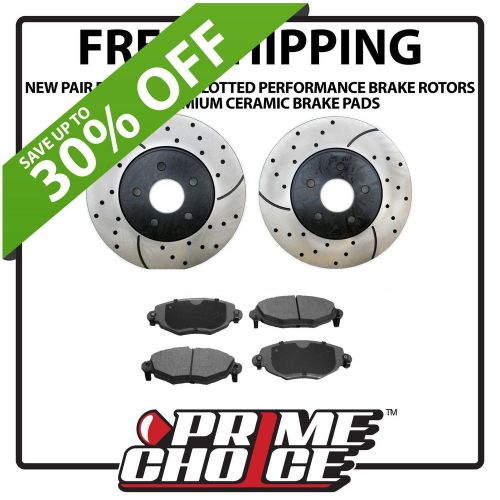 Performance drilled and slotted rotors pair + premium ceramic brake pads set