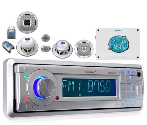 Aqmp70bts boat am/fm stereo w/bluetooth+component system+boat speakers+amplifier