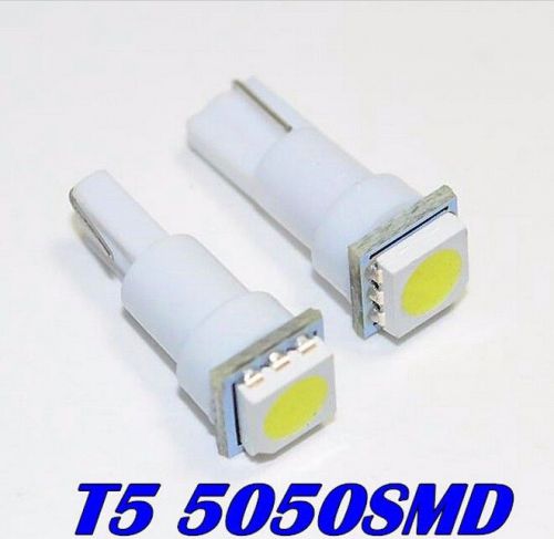 50pcs t5 1smd 5050 dashboard wedge interior white panel led car light lamp bulb