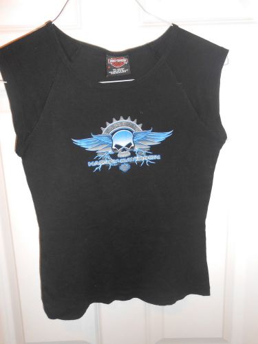 Wild fire harley-davidson villa park il motorcycle womens sleeveless shirt m med