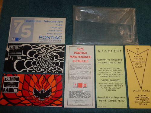 1975 pontiac trans am / firebird + owner&#039;s manual set++ original guide book set