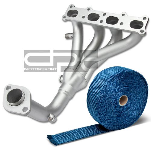 For 01-03 mazda protege fs-de dohc ceramic coated exhaust header+blue heat wrap