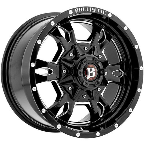 20x9 black milled ballistic mace 6x135 &amp; 6x5.5 +12 wheels trail blade mt tires