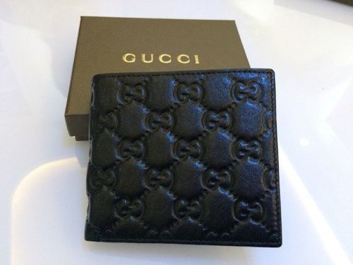 Men black gg gucci1 leather wallet