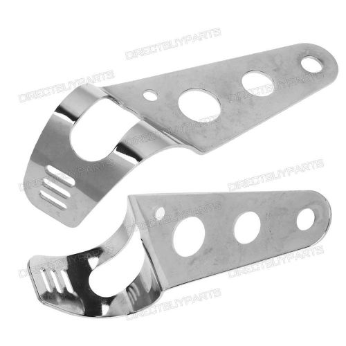 Silver headlight mount brackets fork ears motorcycle bobber cafe racer 28mm-43mm