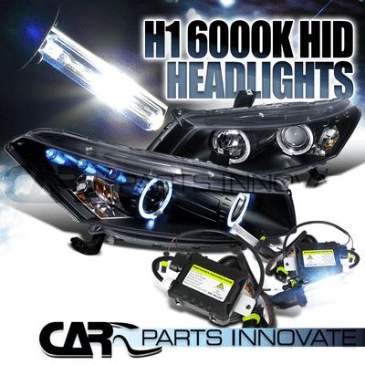 08-12 accord 2dr black halo led projector headlights+h1 6000k hid conversion kit