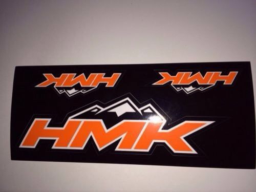 Hmk snowmobiling stickers orange white and black decal