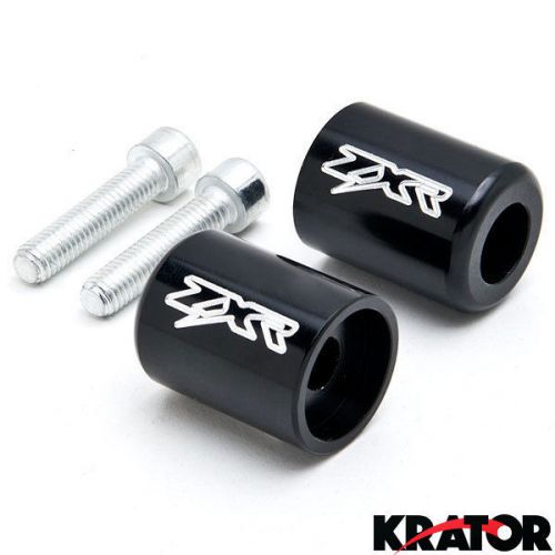 Black custom logo bar ends weights sliders streetbike bike kawasaki ninja zxr