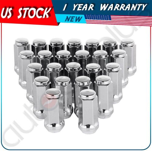 24 pc 14x1.5|1.9&#039;&#039; tall chrome truck lug nuts for wheels/rims chevrolet cadillac