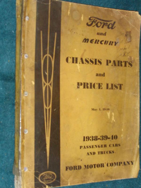 1938 / 1939 / 1940 / ford / mercury / chassis parts catalog / original book