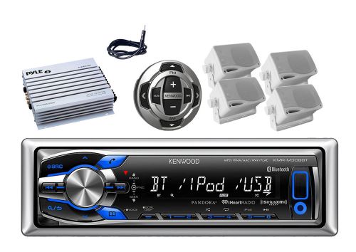 New kenwood ipod mp3 pandora radio with antenna,amp,4x box speakers+wired remote