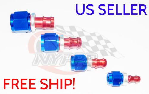 Nyppd push on oil fuel/gas hose end fitting red/blue an-4, straight 7/16 20 unf