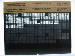 Yamaha yx600 1986 1987 1988 yx600s yx600t yx600u service manual microfiche a645