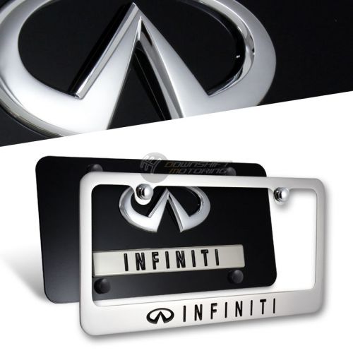 3d infiniti stainless steel license plate frame w/ caps - 2pcs front &amp; back set