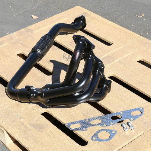 Dsm 2g black coated steel header exhaust for 95-99 eclipse/talon non turbo 420a