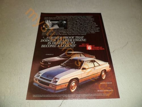 1984 dodge shelby charger article / ad