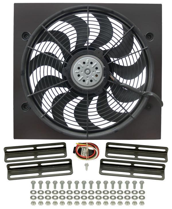 Single high output rad fan assembly with install kit (metal shroud): 16919