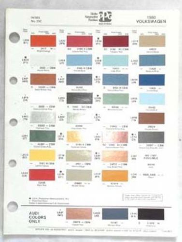 1980  volkswagen ppg color paint chip chart all models original vw