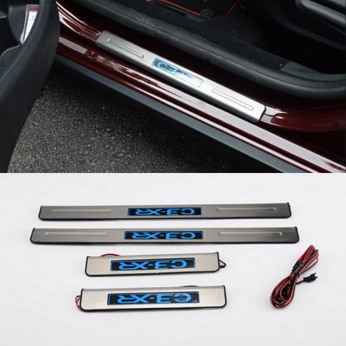 For citroen c3-xr 2015 stainless steel blue led door sill scuff plate 4pcs