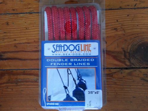 Red fender lines  3/8&#034; x 6&#039;  double braid sea-dog pair rope bumper loop end new