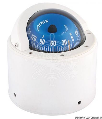 Riviera boat marine high speed compass 3&#034; white/blue front rose with binnacle