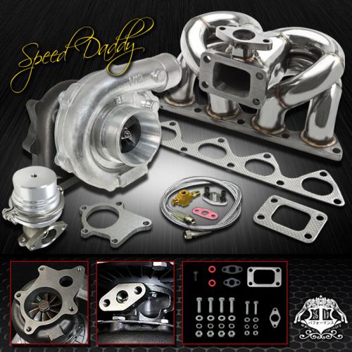 T04e 5pc t3/t4 turbo kit ram horn manifold+wastegate b16/b18 civic/prelude/dc1-2