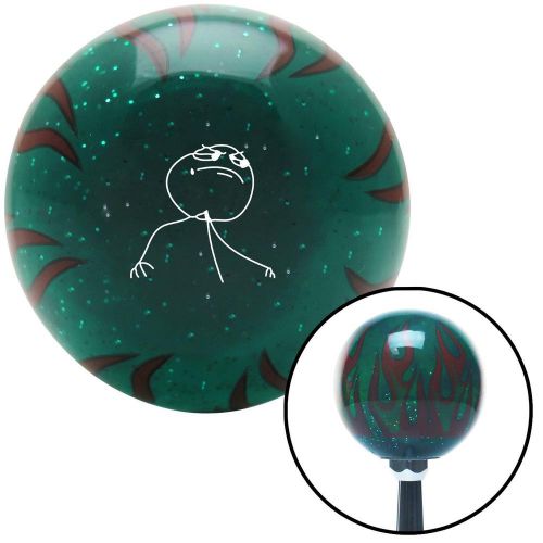 Amrs white clean fuck yea green flame metal flake shift knob w/m16x1.5 262412