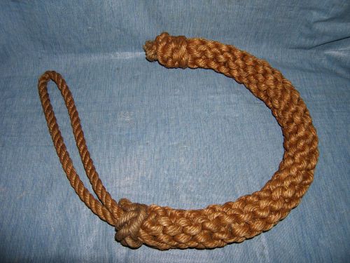 Uniquely twisted braided manila rope w/sling/loop terminated end very flexible