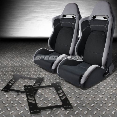 Pair type-r gray black cloth sport racing seat+bracket for 93-98 golf/gti