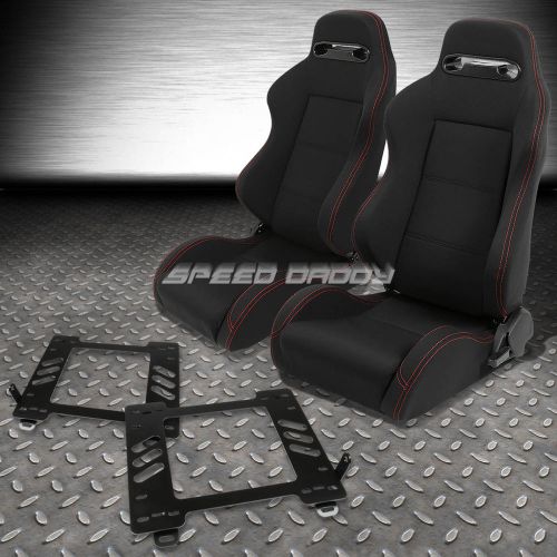 2x type-r black canvas bucket racing seat+slider+bracket for 89-97 miata mx-5 na