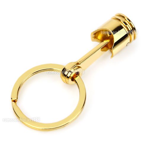 New metal engine piston car keychain keyfob fob key chain ring keyring gift gold