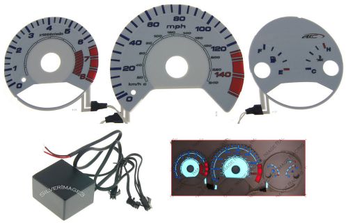 98-02 honda accord ac autotechnic auto white reverse glow gauge faces automatic