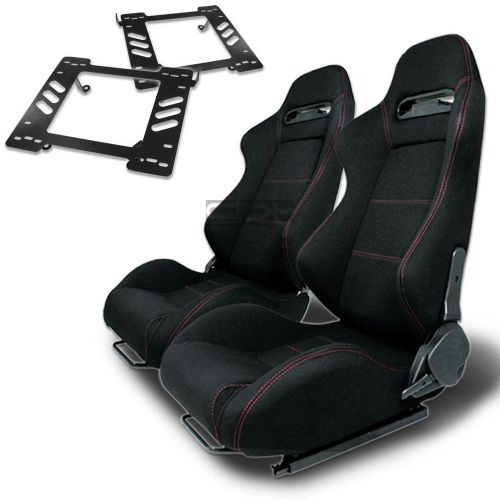 Type-r racing seat black cloth+silder/rail+for 97-06 wrangler tj bracket x2