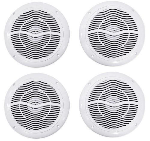 (4) rockville rmc65w 6.5&#034; 1200 watt waterproof marine boat speakers 2-way white