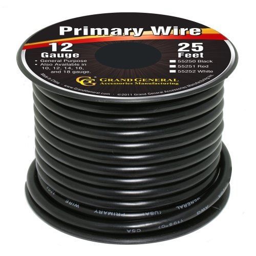 Grand general 55250 black 12-gauge primary wire