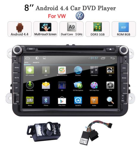 8&#034; android 4.4 radio car dvd player gps nav for vw passat jetta skoda touran+cam