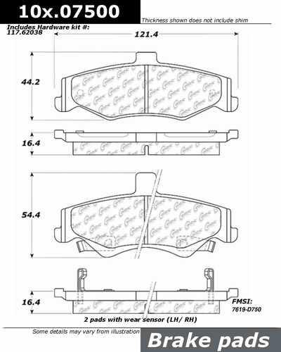 Centric 106.07500 brake pad or shoe, rear