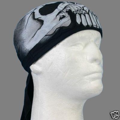    motorcycle biker headwrap bandana dewrag skull head face  