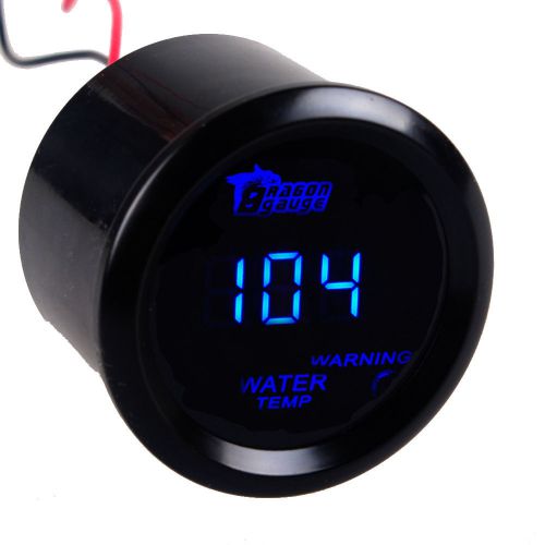 2&#034; 52mm black cover car universal digital blue led water temp gauge fahrenheit f