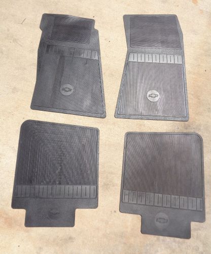 Chevy bowtie black rubber floor mats new chevelle nova camaro j10960