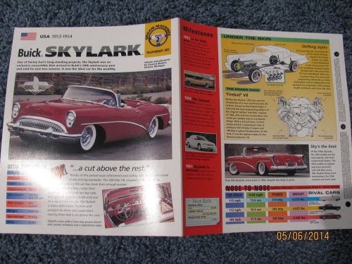 ★★ buick skylark - collector brochure specs info - 1953 - 1954 ★★