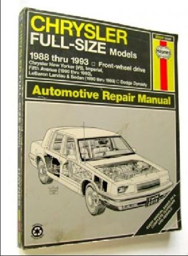 1988 - 1993 chrysler full size fwd haynes repair manual