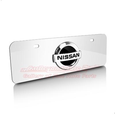 Nissan black infill 3d logo chrome stainless steel half-size license plate