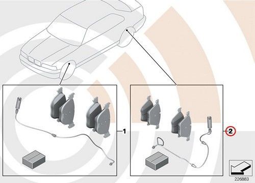 Bmw genuine rear brake pads wear sensors set e36 34212157617