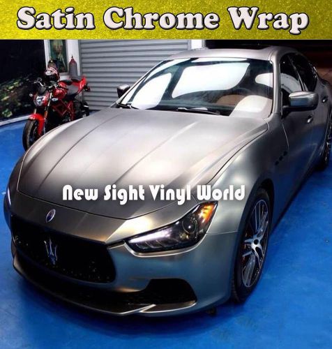 Full roll - satin matte chrome grey vinyl film car wrap film sticker air free