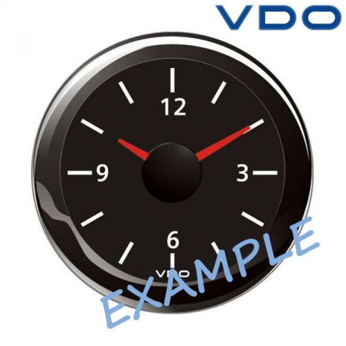 Vdo viewline clock gauge marine boat 52mm 2&#034; black 12v a2c60001017