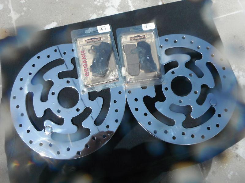 Harley touring brake rotors roadking  l& r 41809-08 41808-08  & brake pads 