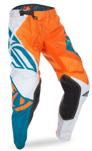 2017 fly racing orange dark teal evolution 2.0 offroad pant dirt bike all sizes